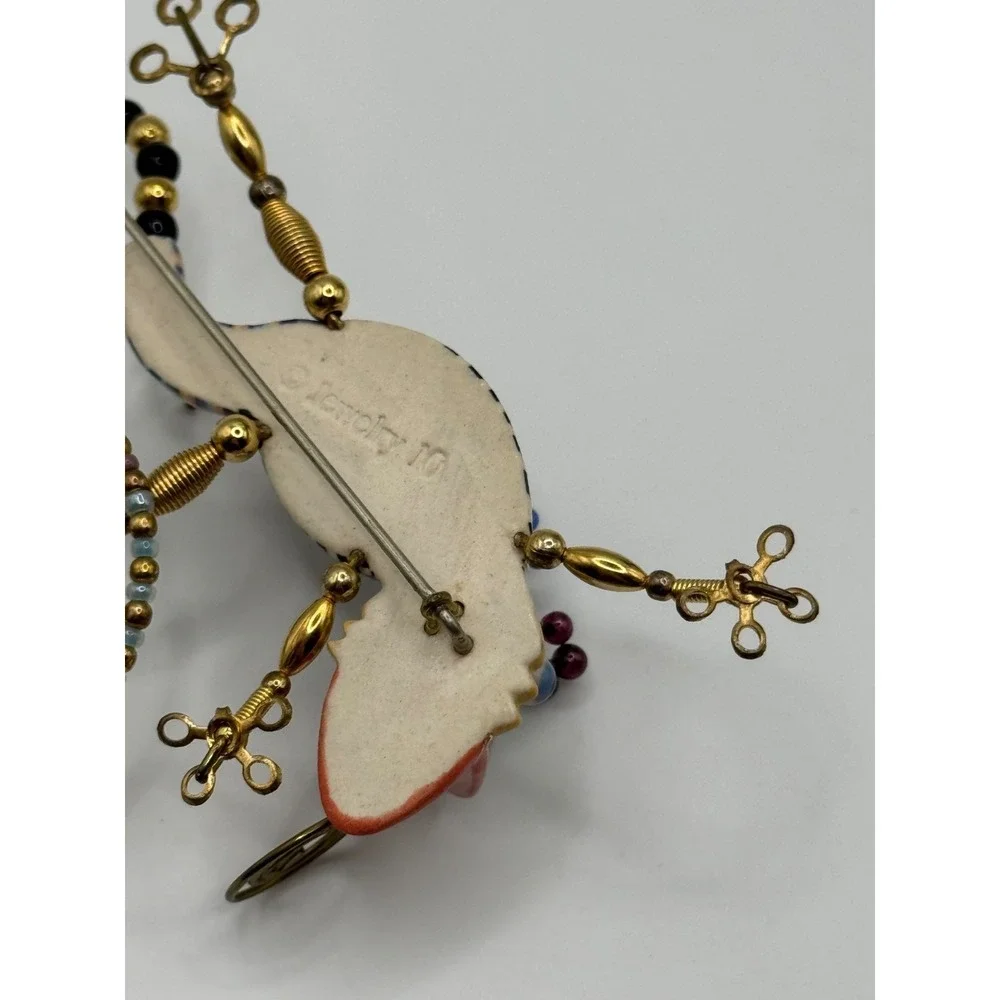 Jewelry 10 Cynthia Chuang Glazed Porcelain Glass Beaded Lizard Pin READ
